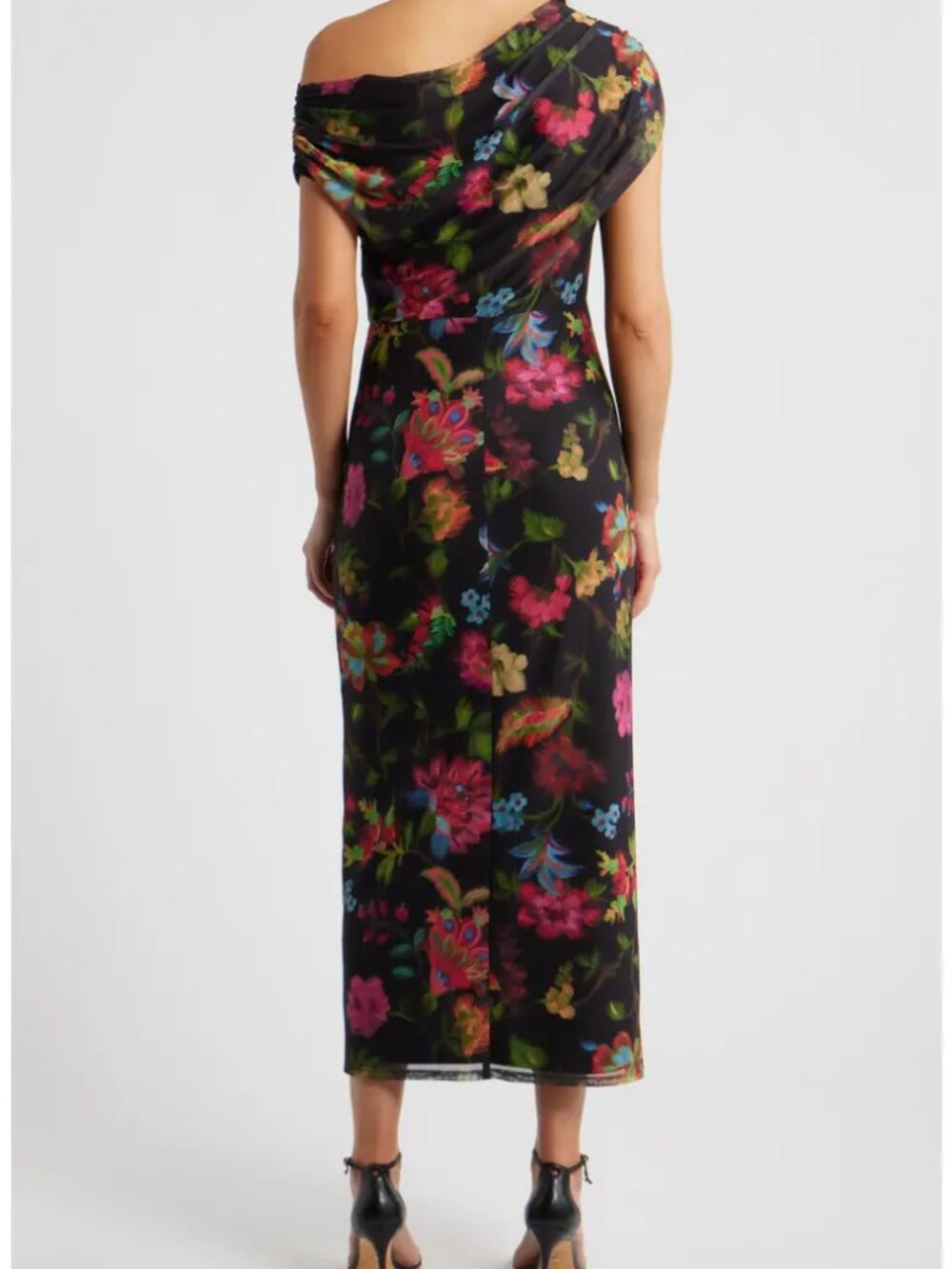 Vince Camuto Floral One-Shoulder Mesh Maxi Dress. Sz: 6 - Picture 2 of 11